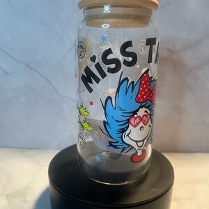 Miss Thing Glass Jar with Cartoon Design